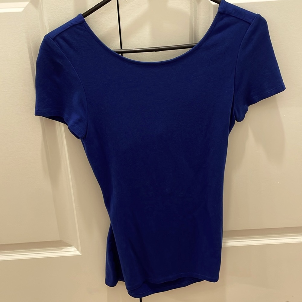 Express Blue Twist Open Back Blouse Small